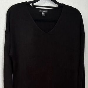 Willi Smith Solid Black V-Neck Sweater
